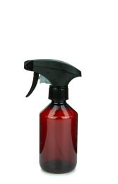 PET Laborflasche 250 ml klar mit Trigger Sprühpistole schwarz, Metallfrei, nur Kunststoff, 28/410