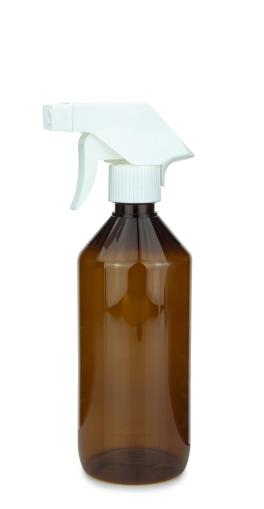 PET Laborflasche 500 ml klar mit Trigger Sprühpistole Standard, spray only, weiß
