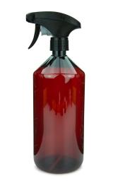 PET Laborflasche 250 ml klar mit Trigger Sprühpistole schwarz, Metallfrei, nur Kunststoff, 28/410