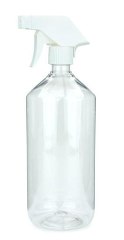 PET Laborflasche 1000 ml klar mit Trigger Sprühpistole Standard, spray only